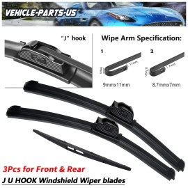 Erasior 26"18"12" Front and Rear Wiper Blades Fit for 2023-2022 Nissan Murano