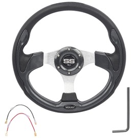 WEKANI Golf Cart Steering wheel for EZGO YAMAHA and Club Car Precedent Most Golf carts Silver Gray