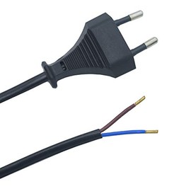 1.50 m Connection Cable H03VVH2-F 2 x 0.75 mm² - Flexible Power Cord with Euro Plug for Lights and Electrical Devices