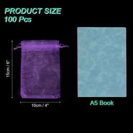 sourcing map 100 Pcs Deep Purple Organza Bags 4 x 6 Inch Mini Mesh Drawstring Gift Bags Small Jewelry Pouches Bags for Wedding Festival Party Gift Favor