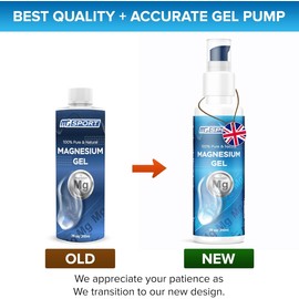 MGSPORT Magnesium Gel + Pump 1,050 Presses 50mg MgCl ea. for Leg Cramps. Preservatives F