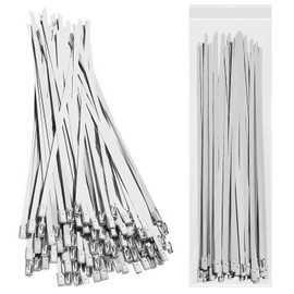 100 Pcs 11.8” Stainless Steel Zip Ties, Metal Zip Ties304 anti-corrosion and Anti-rust, Metal Zip Ties Heavy Duty Outdoor Suitable for Electronics Industry, Gardening, Agriculture