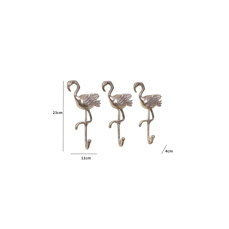 Melody Maison Set of 3 Silver Flamingo Wall Hooks