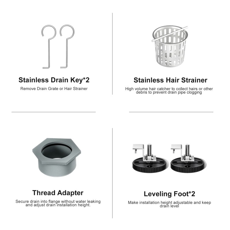 NEODRAIN 28 Inch Recessed Tile-In Brushed Stainless Steel Linear Floor