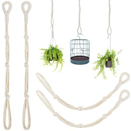 4 Pieces Macrame Plant Hanger Extender Rope Hanging Plant Extender Indoor Hanging Planters Basket Decorative Rope Pots Holder Stand for Indoor Outdoor Home Decor, Beige