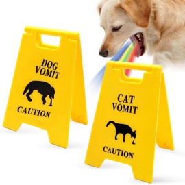 ZHAO GE Vomit Cat Sign, Yellow PP Sign with Humorous Cat Design, Warning Sign for Cat Faeces, Floor Standing, 4"