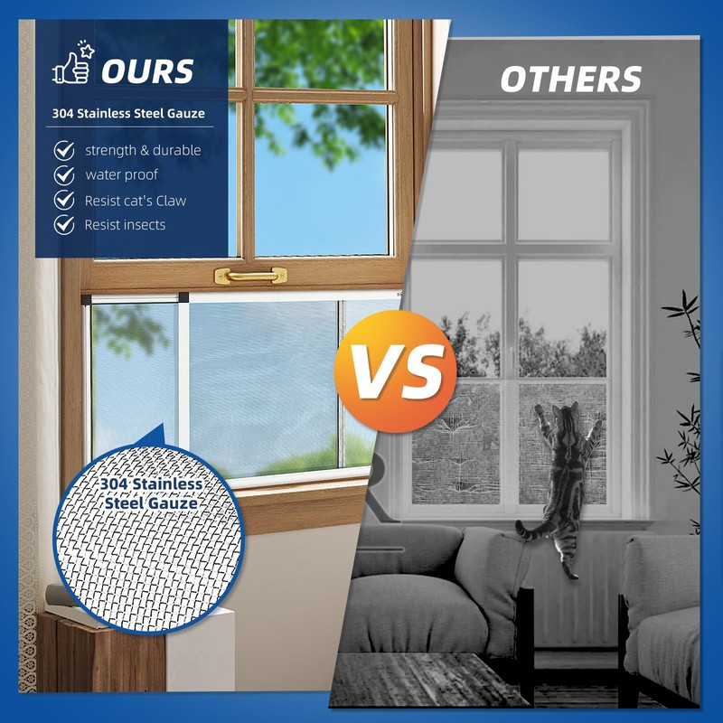 Topmess Expandable Adjustable Window Screen, 304 Stainless Steel mesh Window