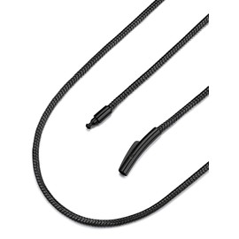 FaithHeart Cadena Sólida Fina Negra Acero Inoxidable 316L Collar Serpiente Redondo Mujer para Colgante 50cm 2mm Joyería de Moda