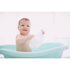 Blue Baby Face Wash Cloths Flannel Pack Of 4 Machine Wash Blue & White 0 Months+