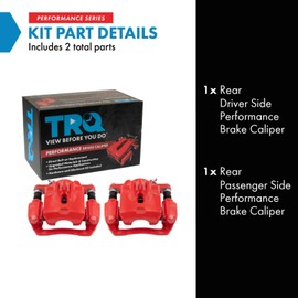TRQ Rear Brake Caliper Set Painted Red Compatible with 2006-2009 Subaru Legacy 2006-2009 Subaru Outback