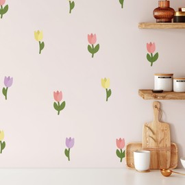 Teddylabels - Tulips Flowers Decals - Easy-to-Apply & Removable Wall Stickers: Transform Your Toddlers Bedroom with Durable, Vibrant Peel-and-Stick Wall Decor – Stickers for Kids