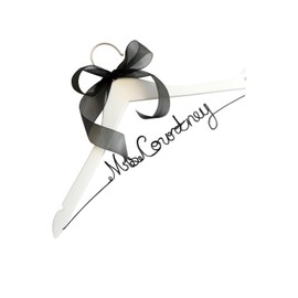 Custom Wedding Dress Hanger for Bride with Sheer Ribbon in Black, White, Ivory, Pink and More