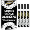Bandle B. Chalk Markers - 4 White, Erasable, Non-Toxic, Water-Based,