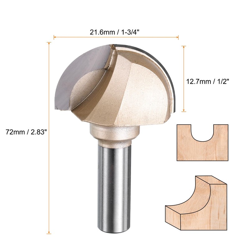 sourcing map 1pcs Router Bit Core Box 1/2 Shank 1-3/4