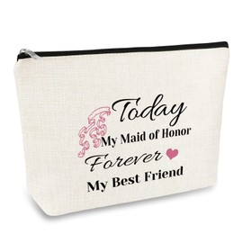 Maid of Honor Gifts Makeup Bag Bridesmaid Gift from Bride Best Friend Friendship Gift Bachelorette Party Gift Cosmetic Pouch Bag Bridal Shower Gifts Wedding Party Gifts Besties Birthday Gift