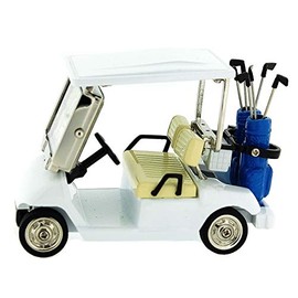 Miniature Golf Buggy - Cart Cream & Silver Novelty Collectors Desktop Clock 0610