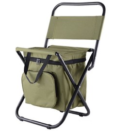 WBTY Outdoor Folding Chairs Portable Camping Stool Backpack Seat with Double Layer Cooler Bag for Hiking Picnics and Fishing