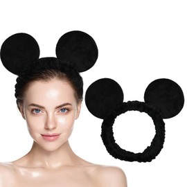 IAHANG Mouse Ears Facial Spa Headbands, Coral Fleece Wash Face Hair Band, Velvet Shower Hair Band for Girls Women Make up Hair Accessories