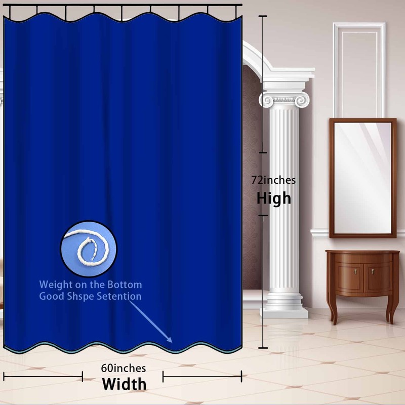 Classic Royal Blue Shower Curtain, Solid Color Bathroom Curtain 60