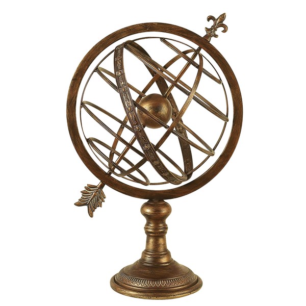 Deco 79 Metal Compass Armillary Globe, 17" x 14" x 25", Brass