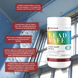 Fiberlock LeadSafe Dust Wipes, 90 Count, Controls & Removes Lead Dust, Ideal for Use Before & After Any Lead Abatement Project, Control Lead-Based Paint Dust Hazards