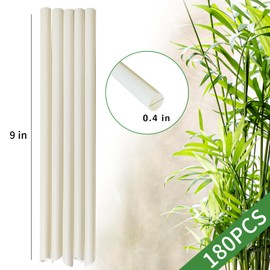 Pack of 180 Bubble Tea Straws Made of Bamboo Fibres for Smoothies, Biodegradable Natural Bamboo Straws, Boba Tea Jumbo Disposable Straws, 10 mm x 230 mm