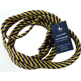 Lone Wolf Slip Lead for Dogs, 5/8 by 6-Feet, Purple/Yellow Spiral