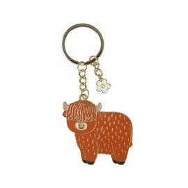 Sass & Belle Enamel Keyring with Highland Cow, Brown, One Size, brown, Unit size