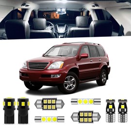 ENDPAGE 18-Pieces GX470 LED Interior Light Kit Package Compatible with Lexus GX470 2003 2004 2005 2006 2007 2008 2009 White 6000K Interior LED Lighting Package + License Plate Lights, Install Tool