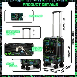 Inprof Kid’s Luggage Set 2 Piece Suitcase Set 16’’ Hardside Luggage with Spinner Wheels Girls Boys Carry on Toddler Luggage Travel Rolling Luggage Carry on Luggage Airline Approved