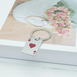 Moydolo Lucky Poker KeyChain Charm Game Playing Cards Ace of Spades Key Chain Ring Pendant for Men Women