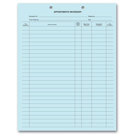 5Forms Dental Appointments Necessary Forms 2 Hole Punch Blue Bond 8 1/2 x 11" Qty 250