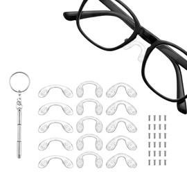 15 Pcs U Shaped Silicone Eyeglasses Nose Pads,Screw-in Glasses Nose Bridge Replacement Pads,3 Sizes Soft Nose Pieces for Eyeglasses Sunglasses Eyewear with Matching Screws and Mini Screwdriver