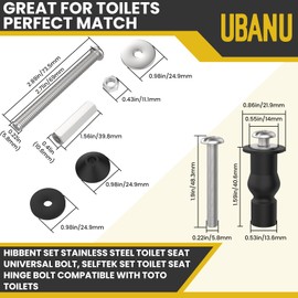 UBANU 3 Sets of 6 Universal Toilet Seat Bolt Kit, Heavy Duty Stainless Steel Toilet Bolt with Extra Long Lower Locking Nut Rubber Washer Washers, Easy to Install - Bathroom Toilet Repair Screws