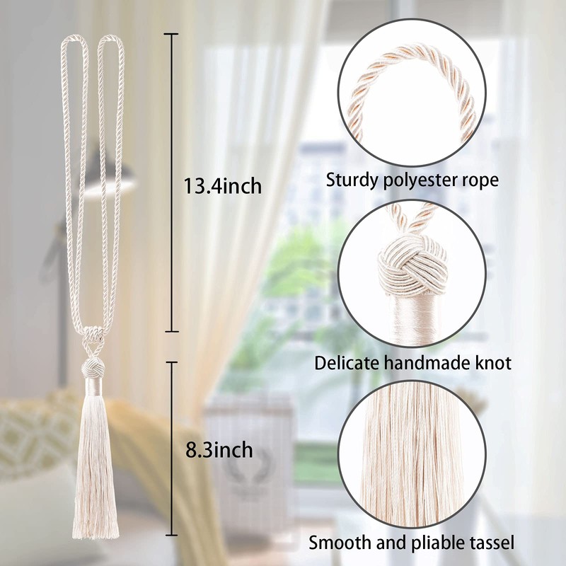 Pretty Jolly 2 Pack Long Tassel Curtain Tiebacks Handmade Braided