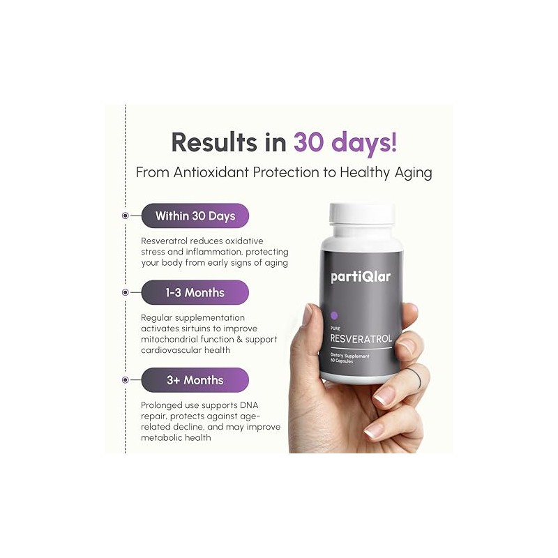 partiQlar Trans-Resveratrol 500mg Complex - Cellular Longevity, 60 Caps