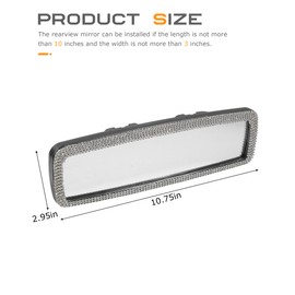 SCUARI Bling Rear View Mirror,Car Accessories Rhinestone Crystal Clip-On Auto Mirrors,Bling Car Accessories for Women,Automobile Mirror with High Definition Glass,Suitable for Most Cars,SUVs, (Silver)