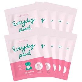 FACETORY K Beauty Mascarilla Facial Cuidado De La Piel - Everyday Pearl Mascarilla De Hoja Iluminadora  A Base De Plantas Con Esencia Perla (Paquete  
