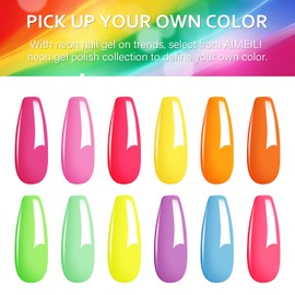 AIMEILI Gel Nail Polish Set Neon Collection 12 Colors Hot Pink Blue Yellow Green Soak Off LED Bright Spring Summer Gel Nail Polish Kit Gift for Women Kit Set 25
