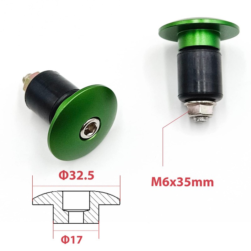 ONIPAX 2pcs Handle Bar End Plugs (Black/Red/Orange/Blue) (Green)