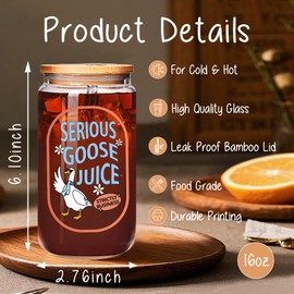 Funny Silly Goose Glass Cup Gift for Goose Lovers, Cute Silly Goose Juice Goose Cup, Birthday Gifts for Women, Daughter, Sister, Friends, Wife, Mom, BFF, Coworkers, Fun Gag Goose Handbag Animal Gift