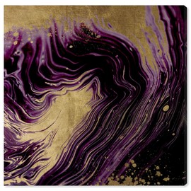 The Oliver Gal Artist Co. Abstract Wall Art Canvas Prints 'Plum Agate' Home Décor, 24" x 24", Gold, Purple