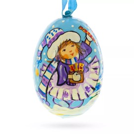 BESTPYSANKY Girl Giving Candy to Squirrel Wooden Christmas Ornament
