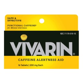 Vivarin Caffeine Tablets 200mg 16 Count Mental Energy Pills for Men and Women