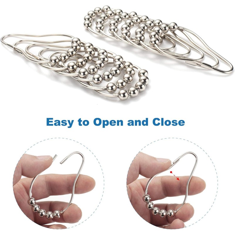 Amazer Shower Curtain Hooks, Decorative Shower Curtain Hooks Smooth, 12pcs