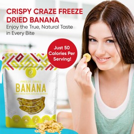 Crispy Craze Freeze Dried Bananas (6 Snack Sized Bags, 0.52 oz Each), Sliced Banana Fruit Crisps, Non GMO, Healthy Snack, No Added Sugar & Additives, 100% Natural, Allergen Free, School Safe