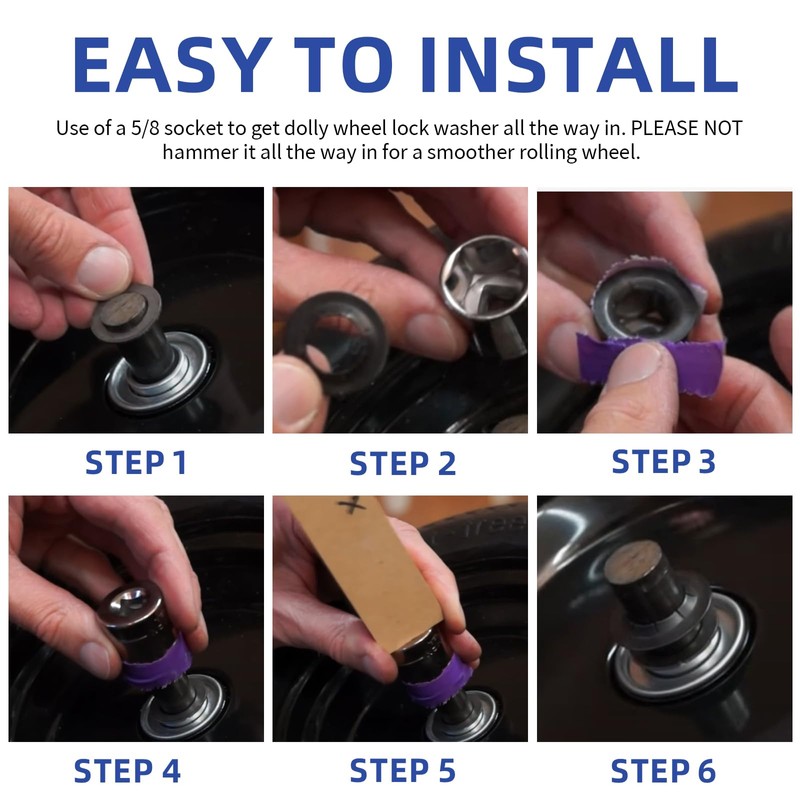 Dolly Wheel Lock Washer Replacement for Hard-to-Find Push-On Pushnuts, 5/8"