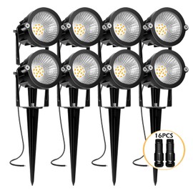 REEGOLD Low Voltage Landscape Lighting: 10W 1000LM LED Landscape Lights Outdoor 2700K Warm White Spotlights with IP65 Waterproof for Yard Garden | 8 Pack of 12V 24V Low Voltage Lights with Connectors