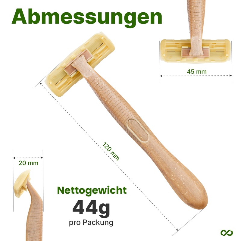 THE BAMBOOVEMENT 99% Plastic-free Sustainable Disposable Razor Men, 3 Premium