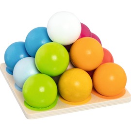 goki 58335 Stacking and Sorting Game Ball Pyramid Made of Wood, Promote Hand-Eye Coordination and Fine Motor Skills, Classic Game, Stacking Colourful Balls, 15 cm x 15 cm, Set of 14, from 1 Year
